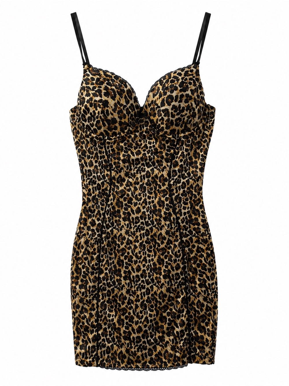 Sweet Nothings by Maidenform Leopard Print Bodycon Dress 36B BuiltIn Bra Sexy